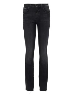 Ruth High Rise Straight Raw Obsidian