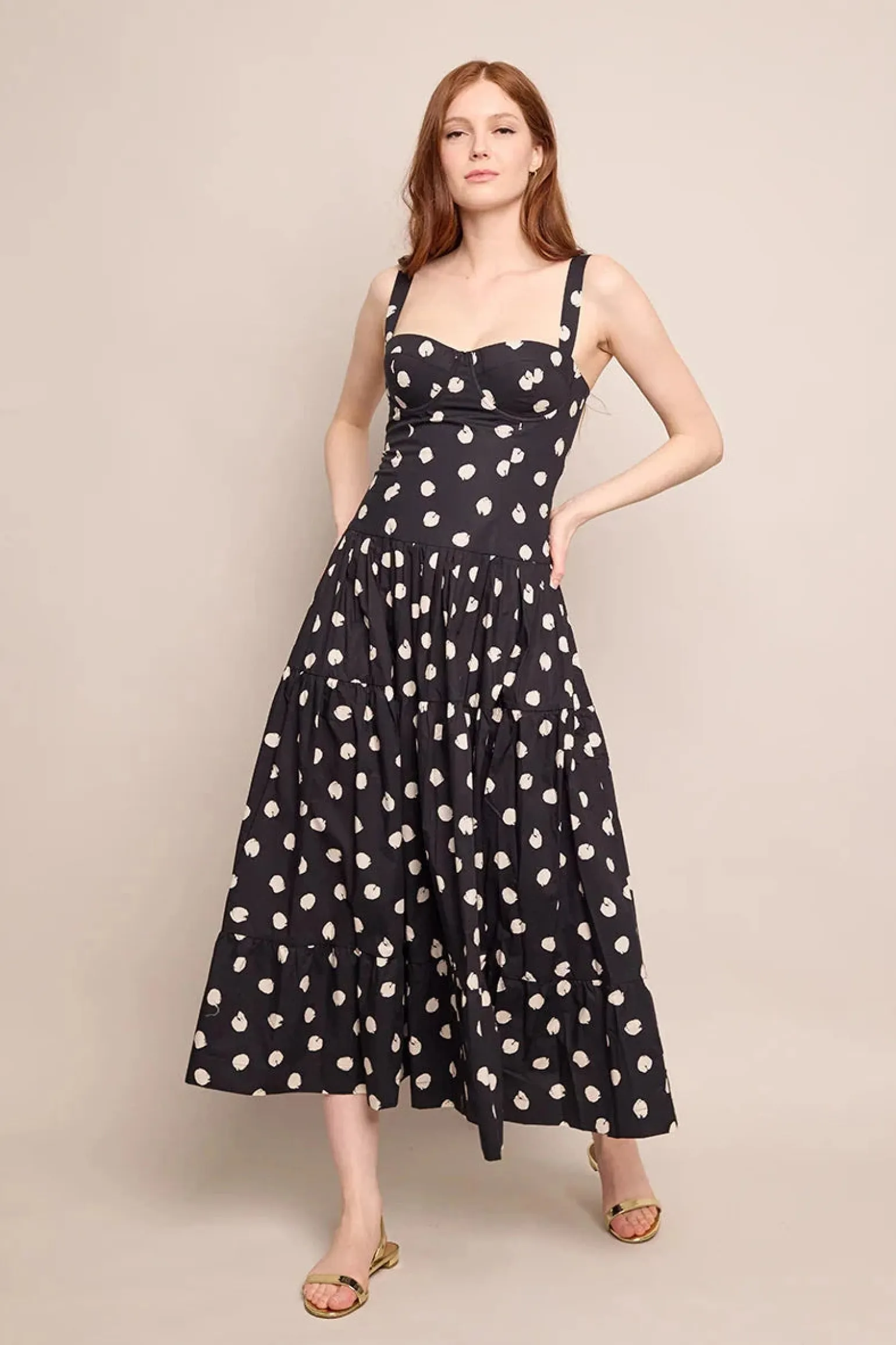 Santiago Midi Dress Spot Black Egret