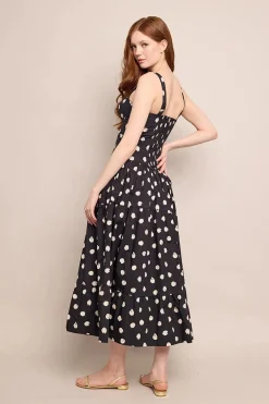 Santiago Midi Dress Spot Black Egret