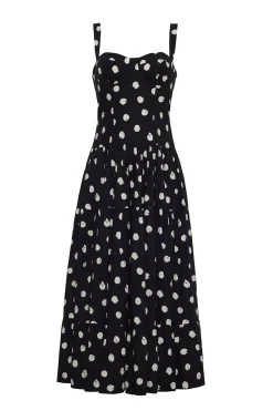 Santiago Midi Dress Spot Black Egret