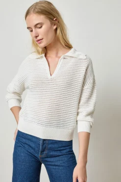 Scalloped Collar Sweater White
