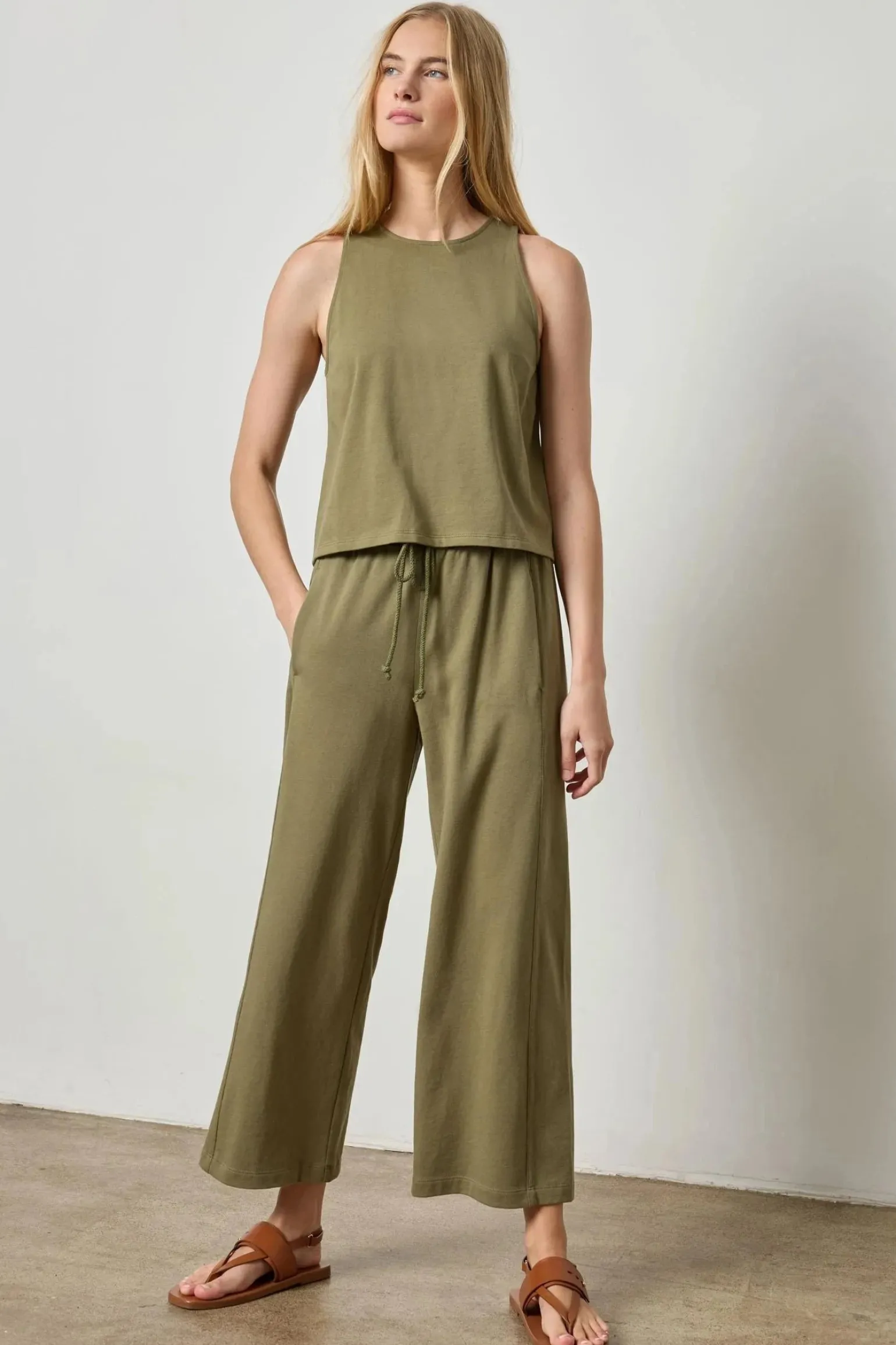 Seamed Wide Leg Pant Kelp