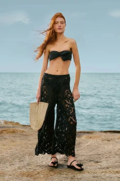 Seashell Eyelet Pants Black