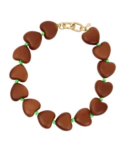Shortie Strap Heart Collar Dark Wood