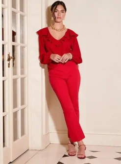 Sigourney Pintuck Pants Cherry