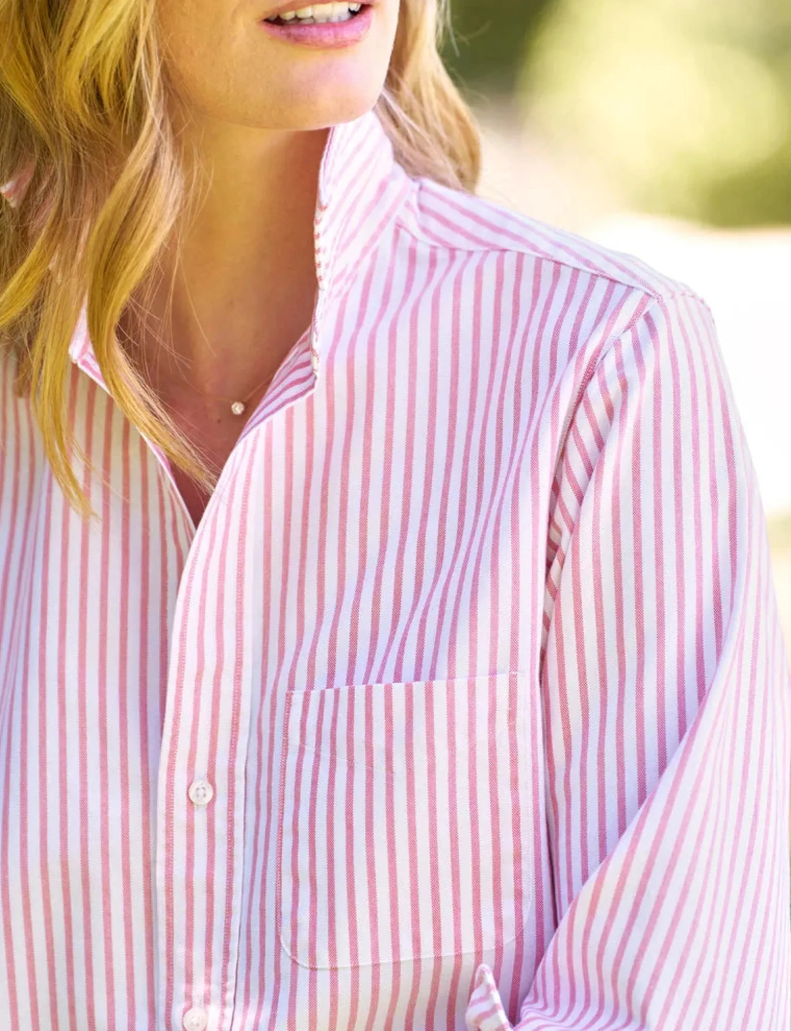 Silvio Untuckable Button-Up Shirt Coral Stripe