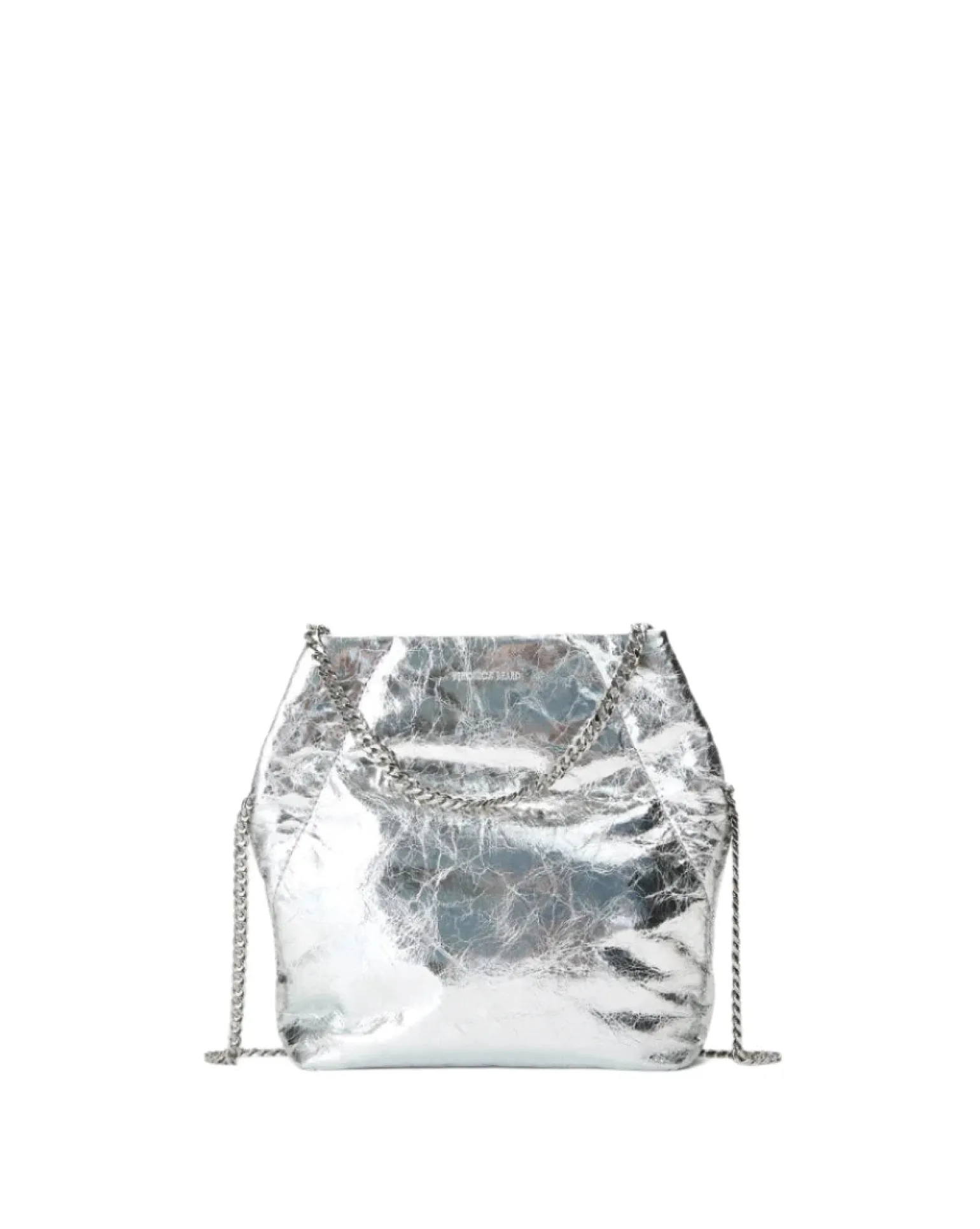 Small Metallic Slouch Shoulder Bag Silver