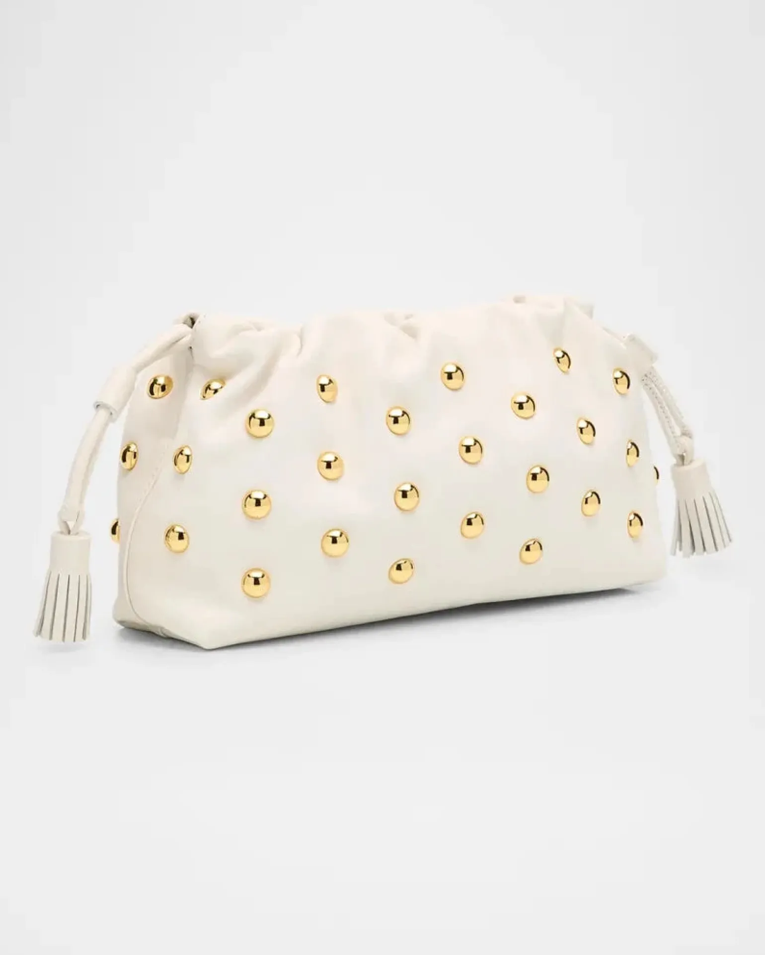 Small Studded Stash Bag White/Gold