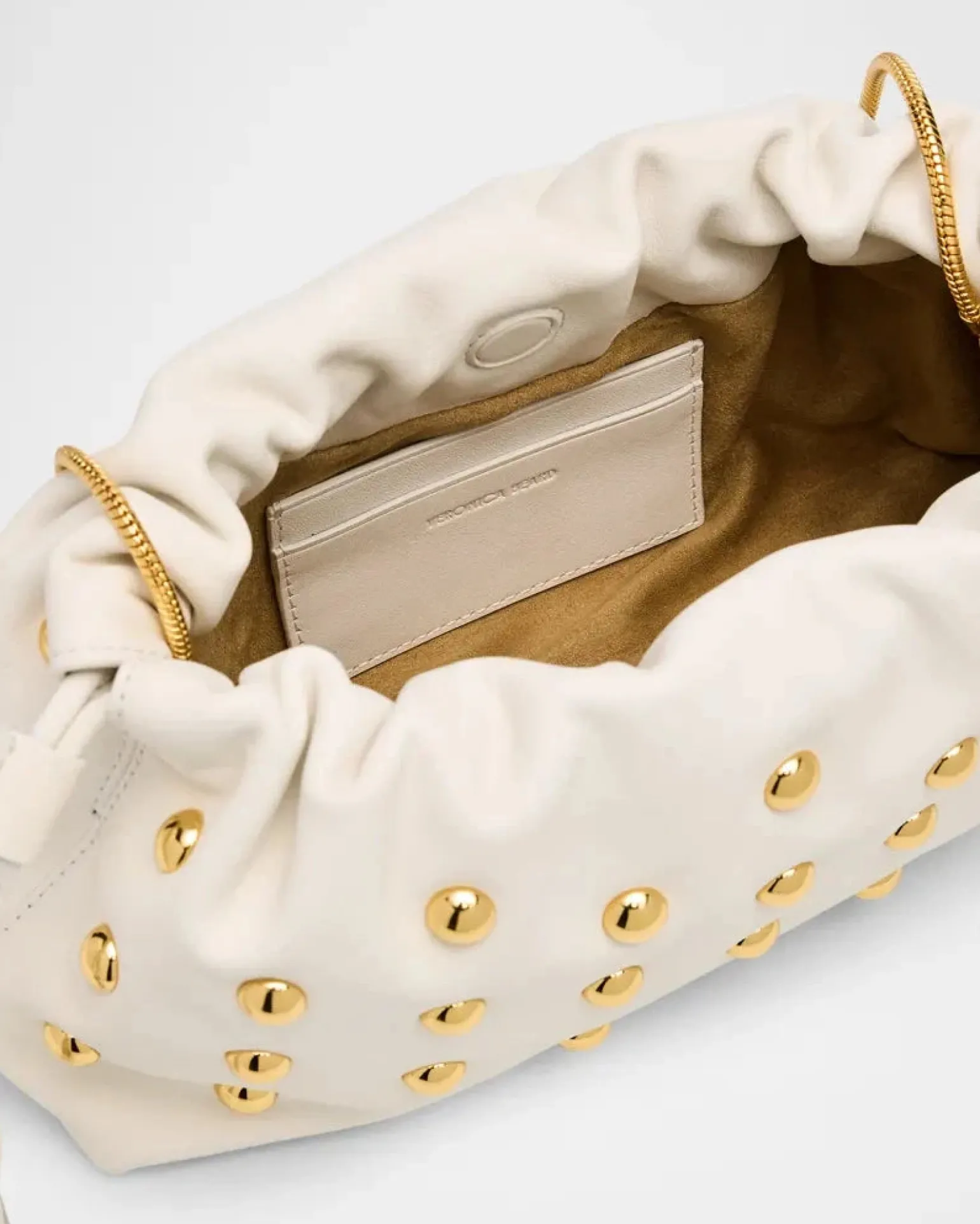 Small Studded Stash Bag White/Gold