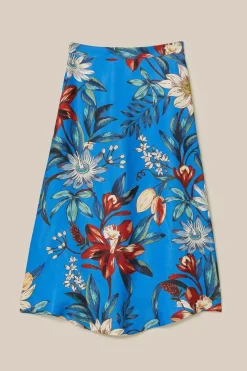 Surreal Flowers Blue Midi Skirt