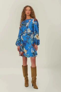 Surreal Flowers Blue Wrap Mini Dress