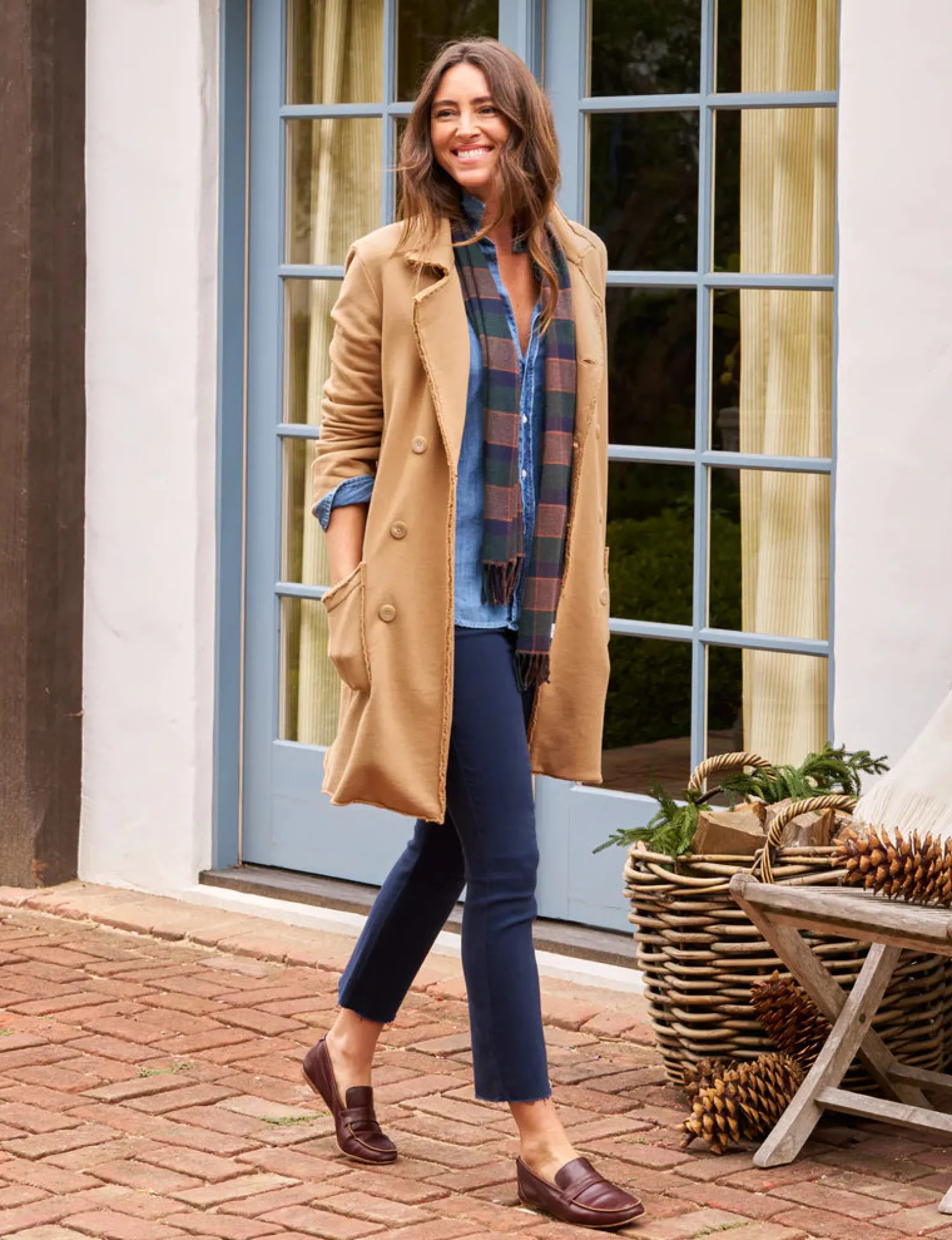 Sweatshirt Trench Coat Camel