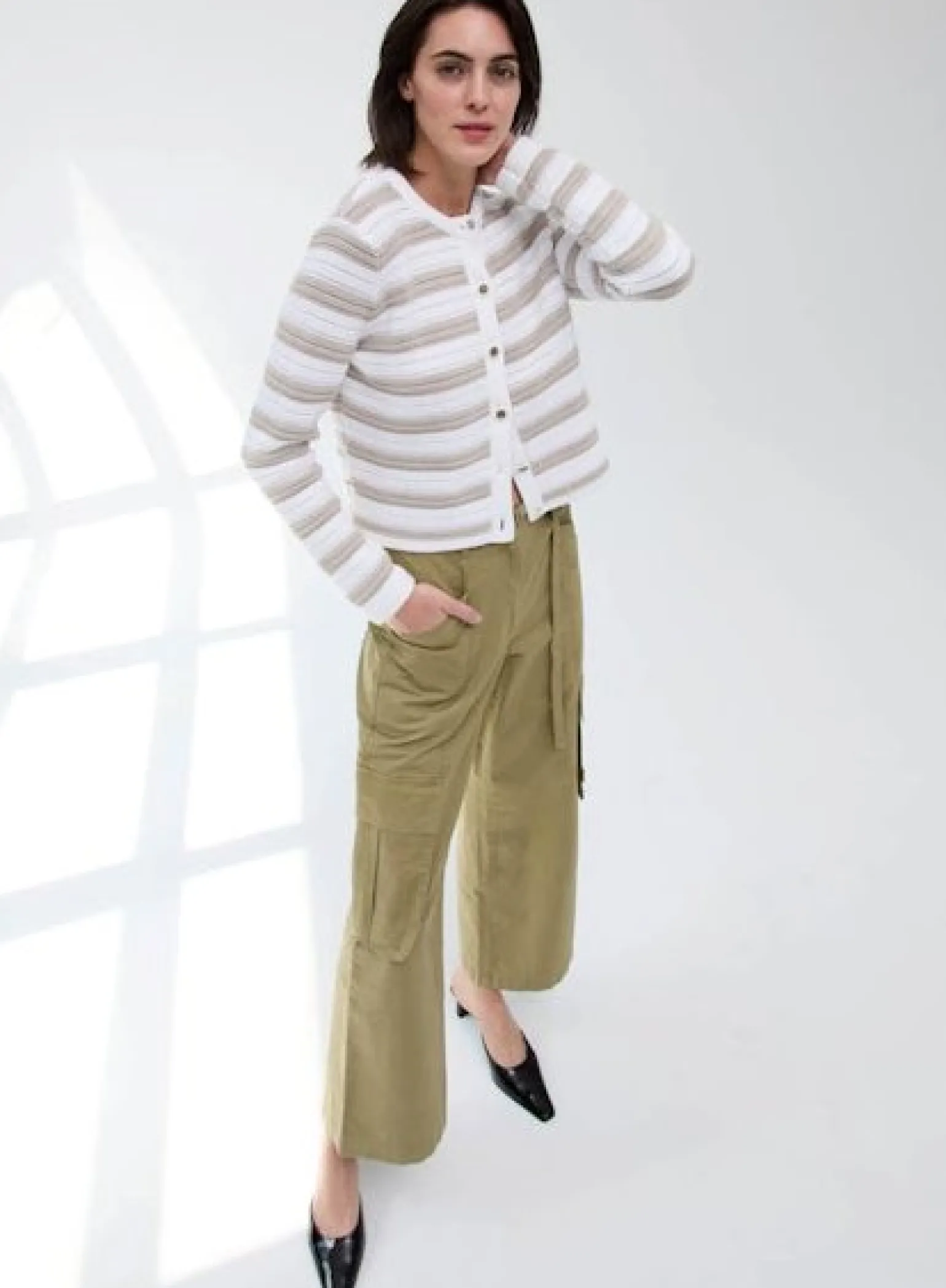 Texture Stripe Jacket Bleach White/Sand Dollar