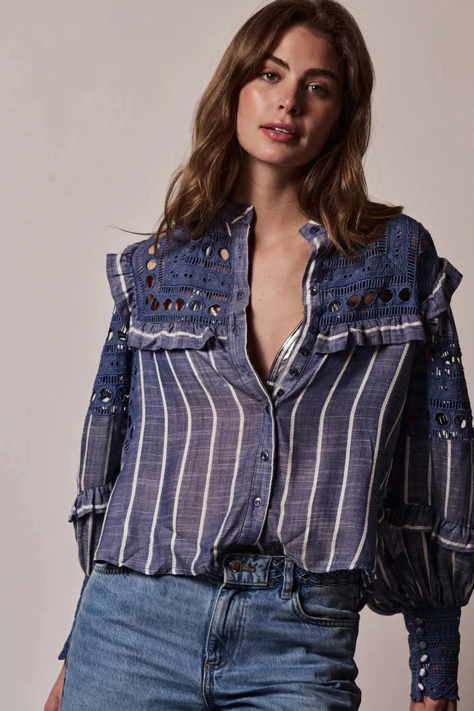 The Danielle Shirt Chambray Stripe