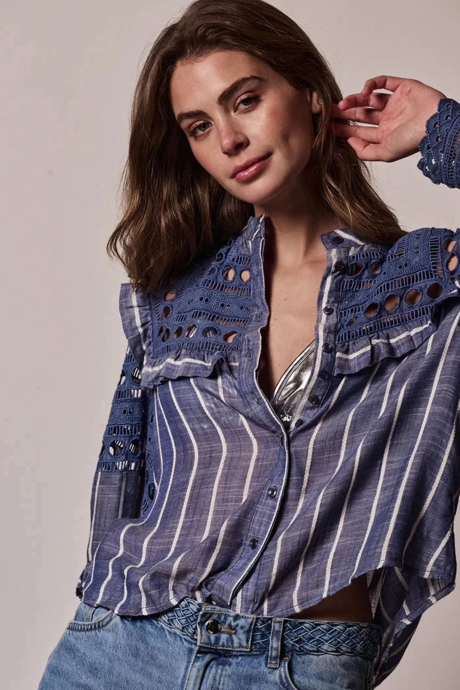 The Danielle Shirt Chambray Stripe