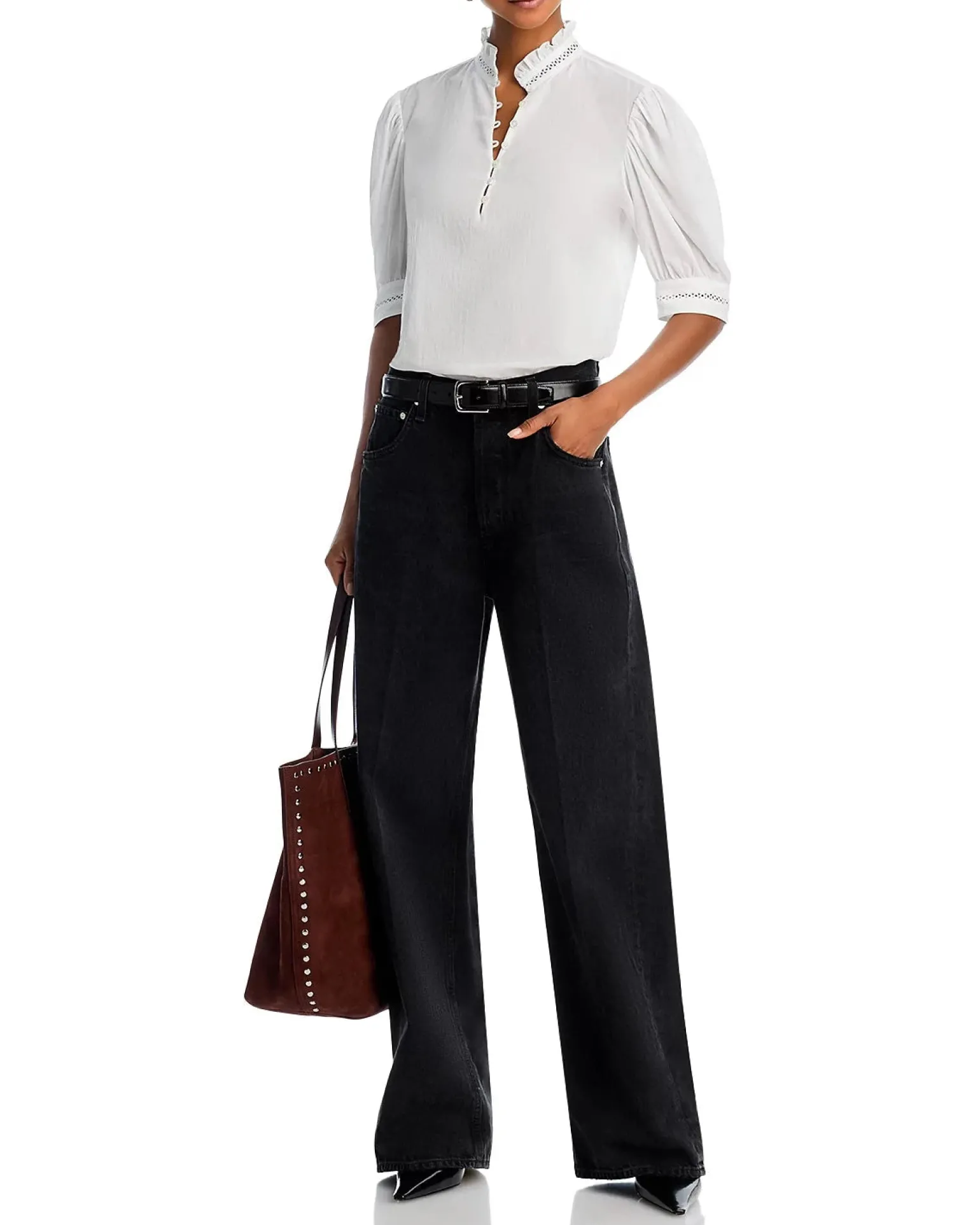 The Ruffle Collar Top White