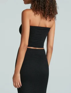 Tube Knit Tube Top Black