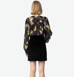 Turin Crepe Blouse Black Yoko Floral Print