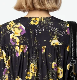 Turin Crepe Blouse Black Yoko Floral Print