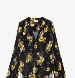 Turin Crepe Blouse Black Yoko Floral Print