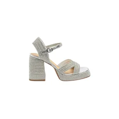 Valle Metallic Braided Platform Sandals Platino