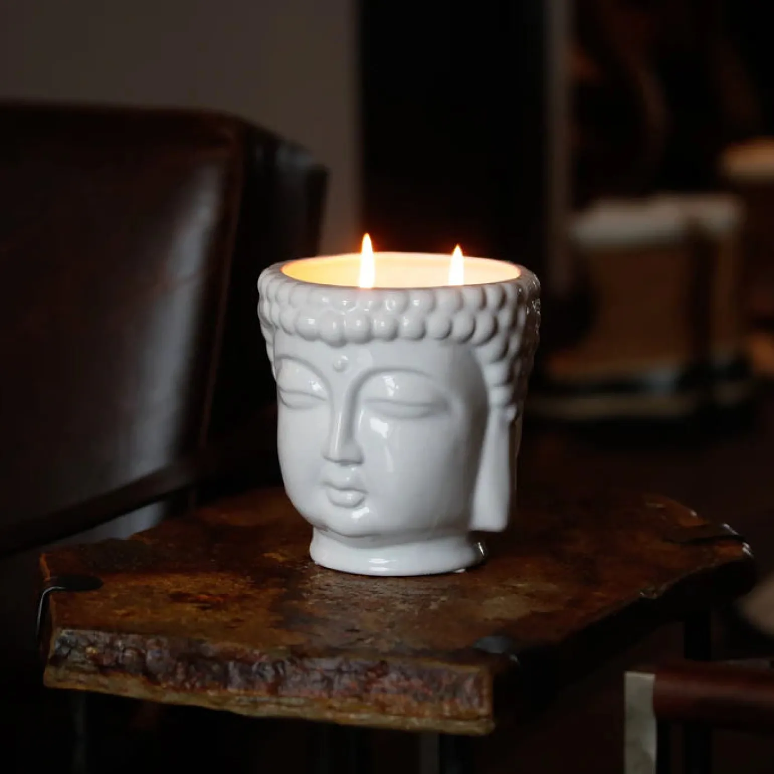 White Buddha Candle