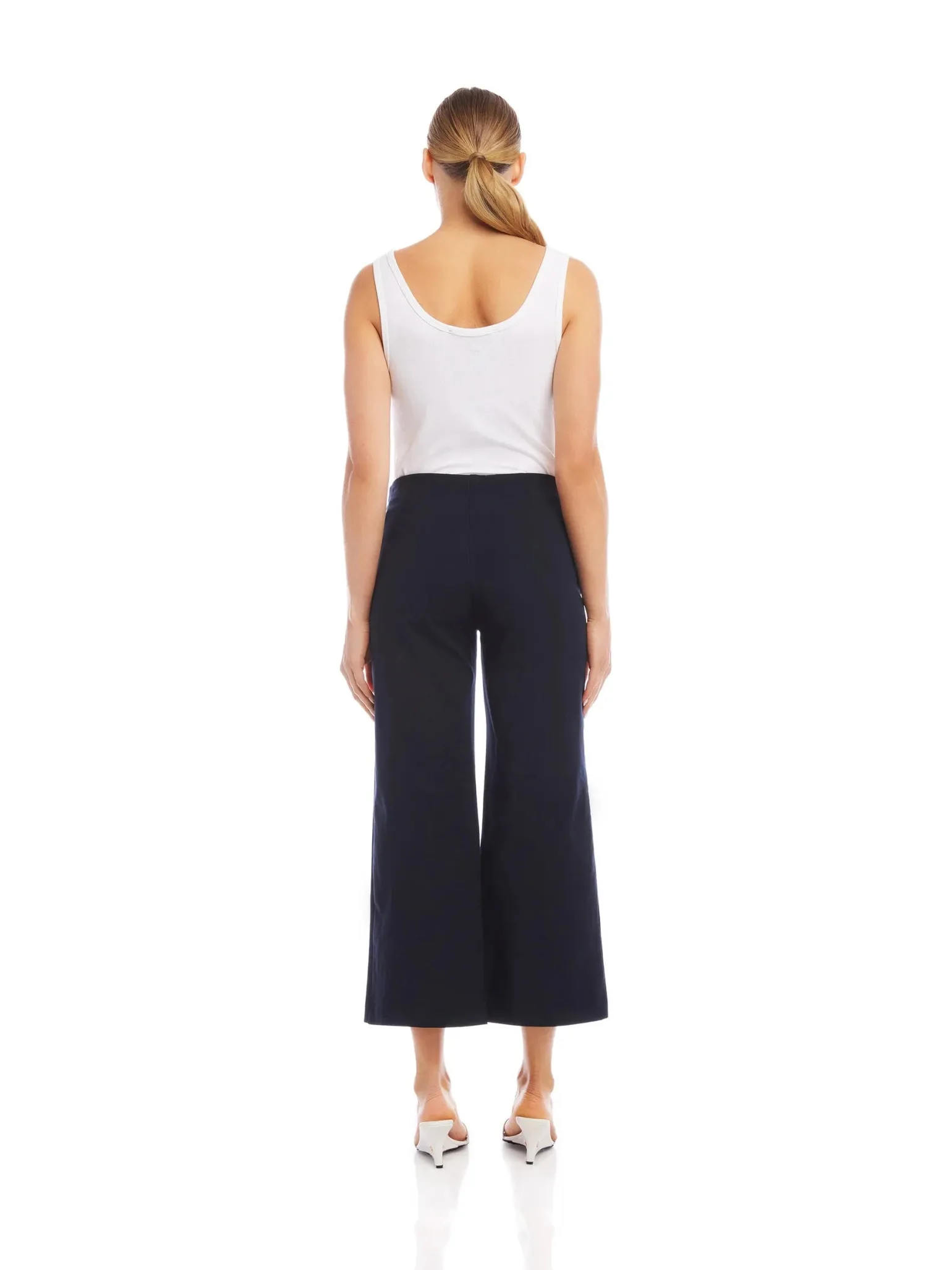 Wide Leg Cropped Pants Navy