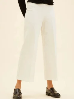 Wide Leg Cropped Pants Off White