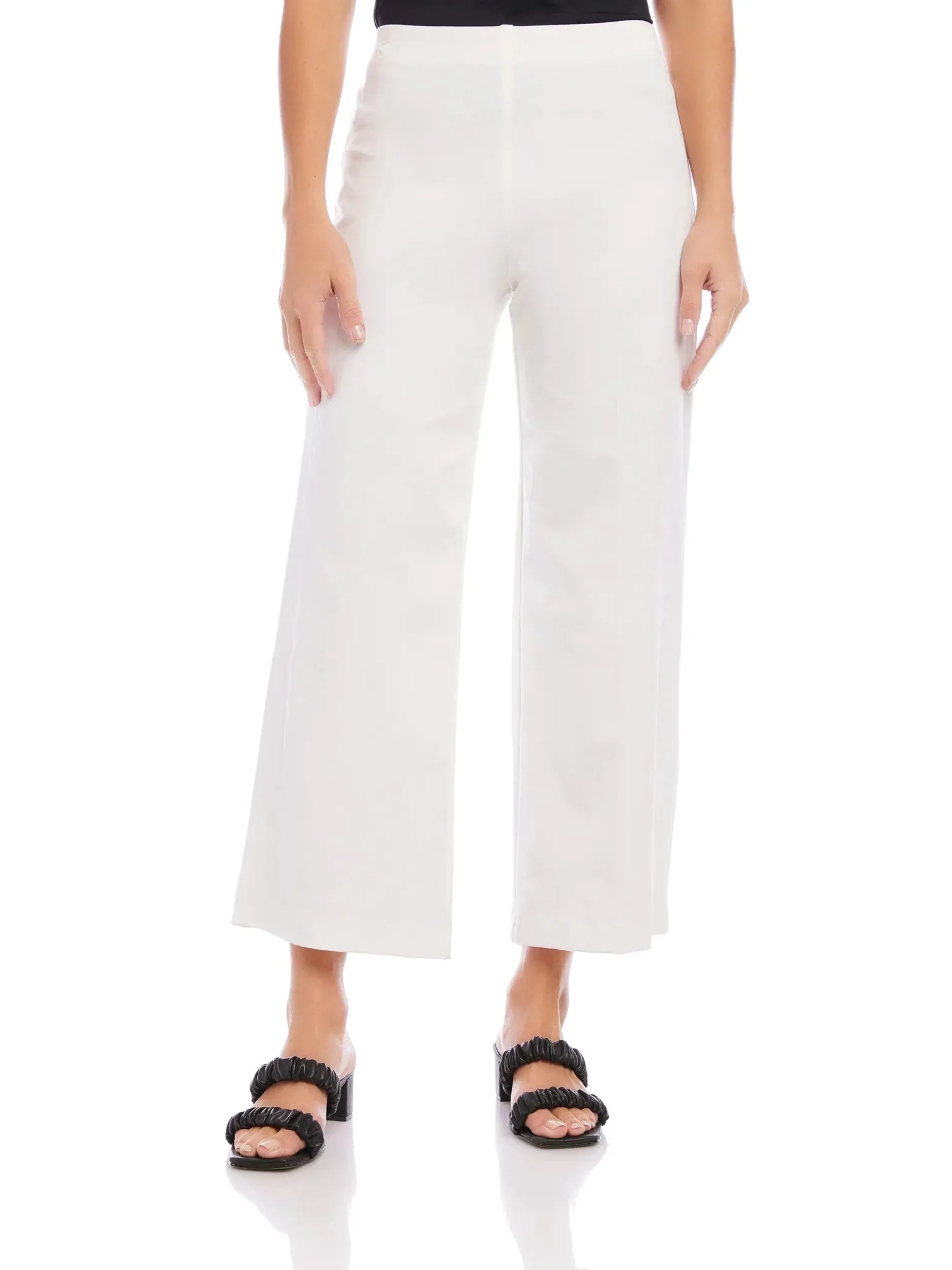 Wide Leg Cropped Pants Off White