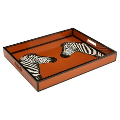 Zebra Lacquer Tray Orange